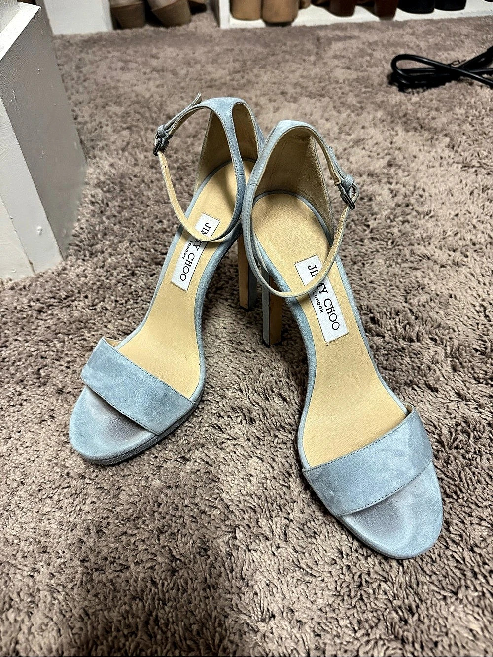 Jimmy Choo Suede Platform Heels Blue Size 38.5